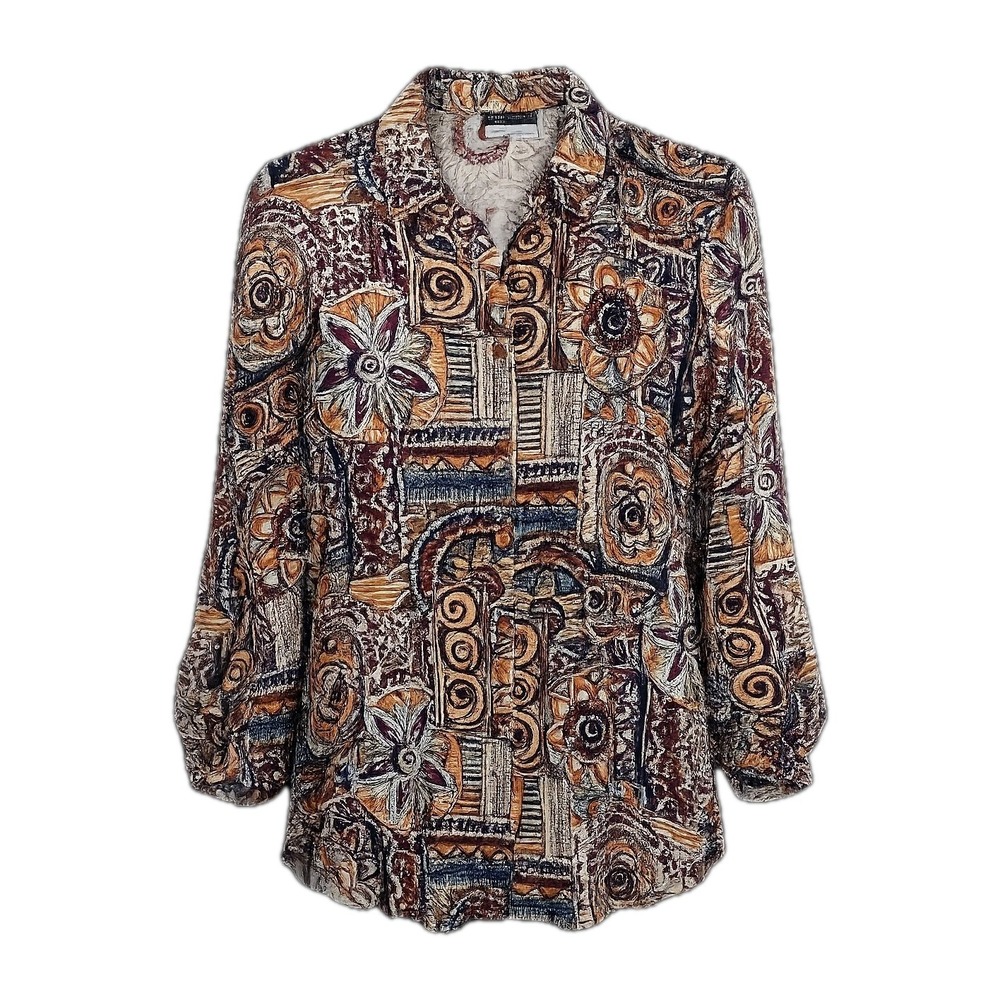 Vintage Caliche Collection Long Sleeve Blouse Women's Size XL Multi-Color